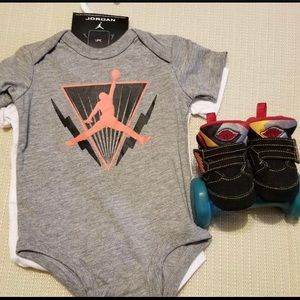 Baby Jordan shoes and Onesie